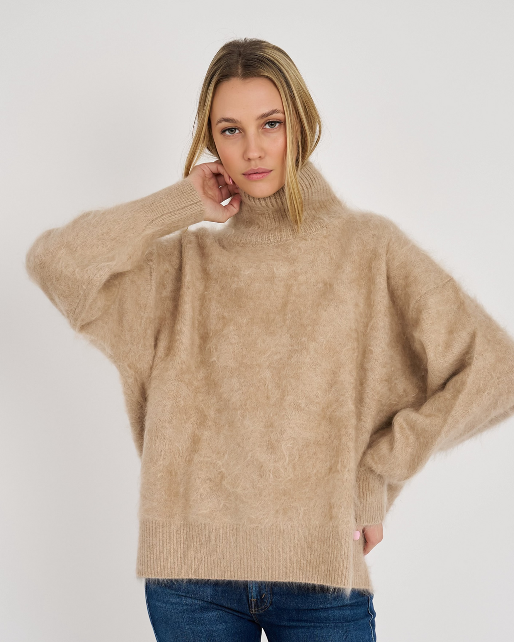 OAKLEY BRUSHED CASHMERE OVERSIZED MOCK NECK – ARCHER CASHMERE