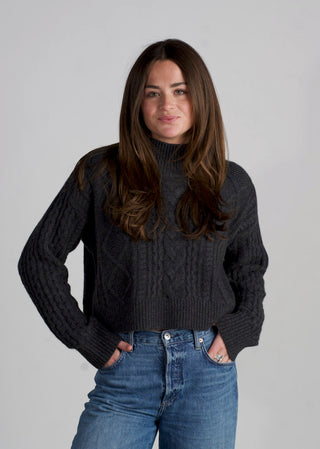 FORBES SHORT CABLE MOCK NECK PULLOVER