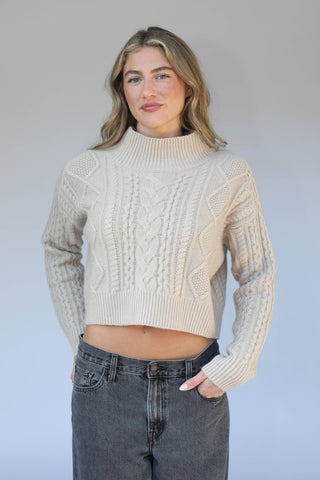 FORBES SHORT CABLE MOCK NECK PULLOVER