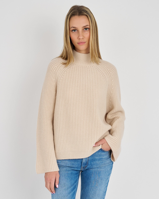 ANDIE CASHMERE RIBBED MOCK PULLOVER