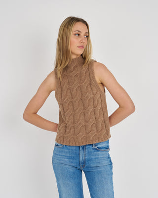 LENNON CASHMERE SLEEVELESS MOCK CABLE