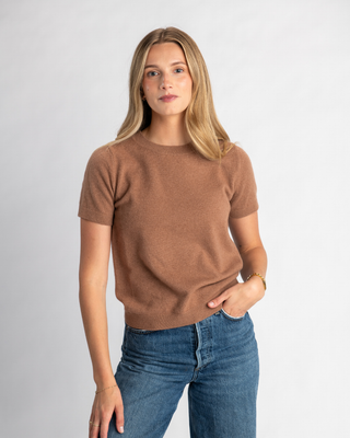 GRAY S/S CASHMERE TEE