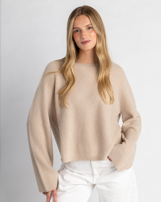 SIENNA RIBBED WIDE SLEEVE CREW