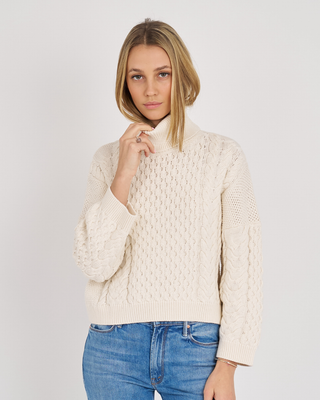 CALLIE COTTON CABLE TURTLENECK