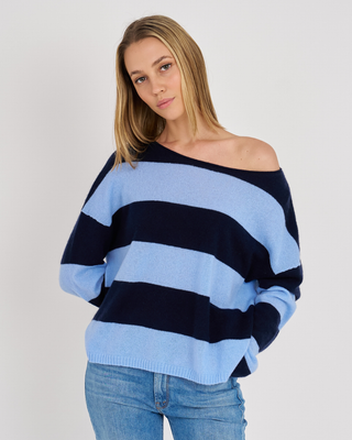 SHEA CASHMERE SLOUCHY STRIPE CREW