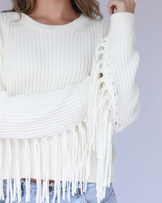 CARLY FRINGE SLEEVE CREW